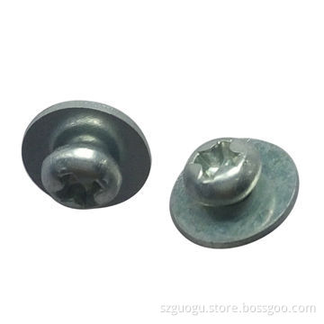 Cross recessed small pan head screw and small plain washer assemblies